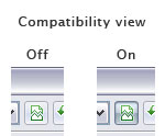 Το νέο κουμπί Compatibility View ενεργοποιημένο ή όχι
